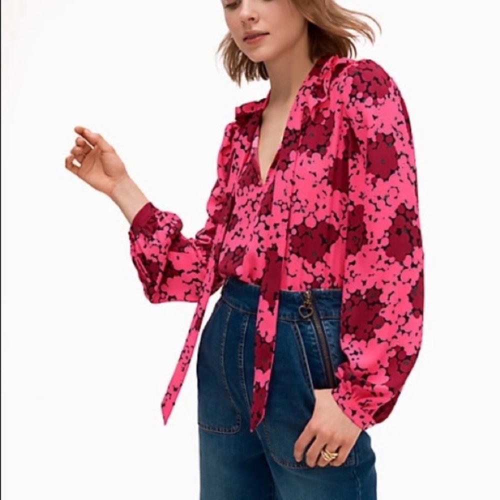 Kate Spade Bubble Dot Pussybow Blouse size XS